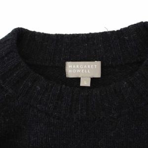 MARGARET HOWELL ニット セーター 長袖 クルーネック ウール L 黒 ブラック