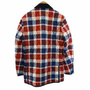 BLACK LABEL CRESTBRIDGE キルティングジャケット 中綿 アウター チェック M 紺 ネイビー 赤 レッド