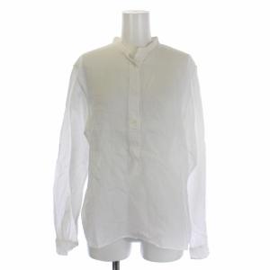 ブラウス シャツ 長袖 スキッパーネック リネン 2 M 白 ホワイト