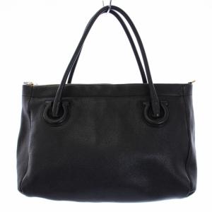 Salvatore Ferragamo トートバッグ ハンドバッグ ガンチーニ シボ革 黒