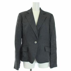 Aquascutum スーツ セットアップ 上下 シルク リネン混 テーラードジャケット 2B スカート ひざ丈 7S グレー