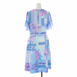 LEONARD FASHION 近年モデル 花柄 ロングワンピース フレアスリーブ XS ライトブルー