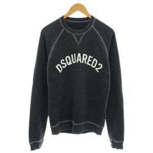 17AW スウェット トレーナー クルーネック 長袖 Vガゼット ロゴプリント XS 紺 ネイビー 白 ホワイト