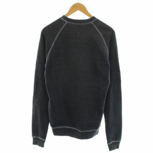 DSQUARED2 17AW スウェット トレーナー クルーネック 長袖 Vガゼット ロゴプリント XS 紺 ネイビー 白 ホワイト