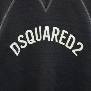 DSQUARED2 17AW スウェット トレーナー クルーネック 長袖 Vガゼット ロゴプリント XS 紺 ネイビー 白 ホワイト