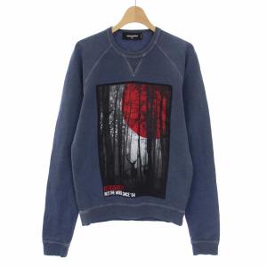 17AW スウェット トレーナー 長袖 グラフィックプリント 裏起毛 XS 紺 ネイビー