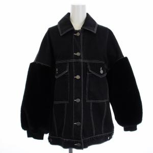 19AW Gジャン ジージャン デニムジャケット エコファー切替 38 M グレー 黒 ブラック 39301139-0