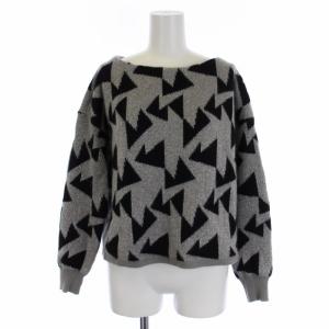 19AW ラメジャガードニット セーター 長袖 総柄 アンゴラ ウール 36 S 黒 ブラック シルバー 39443154-0