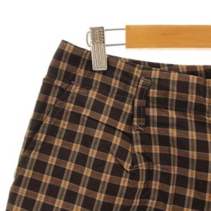 kolor クロップドパンツ テーパードパンツ ジップアップ チェック リネン 2 M 茶 ブラウン 12SCM-P14107