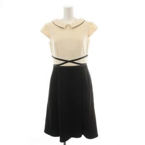 ロングワンピース ワンピース 半袖 0 S アイボリー 黒 ブラック