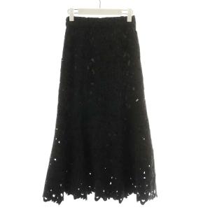 Ameri VINTAGE 21AW UND RENEE ベロアカットワークスカート フレアスカート ミモレ ロング S ダークグリーン 02120930380