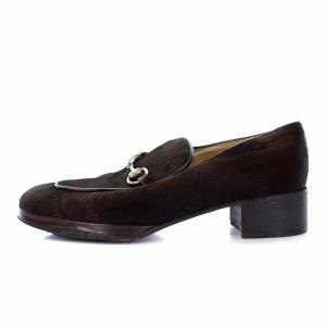 GUCCI ホースビットローファー ハラコ スクエアトゥ チャンキーヒール 35.5C 22.5cm 緑 グリーン