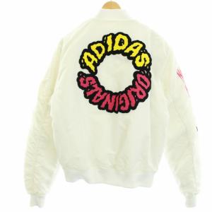 adidas Logo Padded Bomber JKT 中綿ジャケット ナイロン ブルゾン ワッペン ロゴ S 白 ホワイト