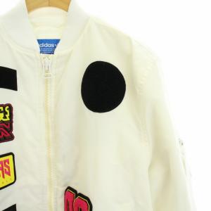 adidas Logo Padded Bomber JKT 中綿ジャケット ナイロン ブルゾン ワッペン ロゴ S 白 ホワイト