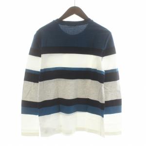 BLACK LABEL CRESTBRIDGE Tシャツ カットソー ロンT クルーネック プルオーバー ボーダー 千鳥柄 長袖 M 紺 ネイビー マルチカラー