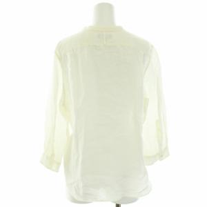 MARGARET HOWELL 19SS FINE LINEN カラーレス リネンシャツ ブラウス 麻 スッキパー 七分袖 2 M 白 ホワイト