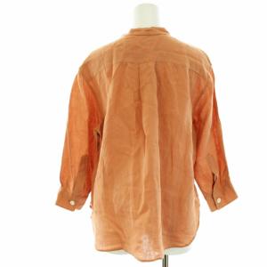 MARGARET HOWELL 22SS FINE LINEN七分袖シャツ ブラウス 麻 リネン 比翼ボタン 2 M ピンクベージュ