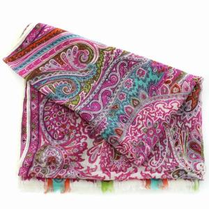 ETRO ストール マフラー カシミヤ ペイズリー 総柄 紫 パープル ピンク