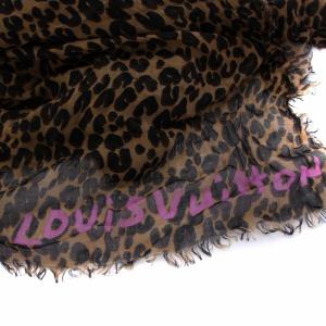 LOUIS VUITTON M72215 エトール レオパード ストール カシミヤ シルク フリンジ ブラウン