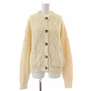 ニットカーディガン コットン ケーブル編み 長袖 M アイボリー