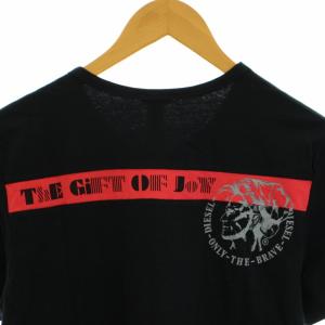 DIESEL Tシャツ カットソー クルーネック 半袖 バックプリント タグ付き M 黒 ブラック 赤 レッド