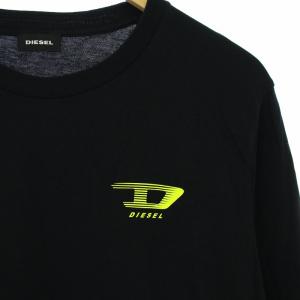 DIESEL Tシャツ カットソー ロンT 切替 長袖 プリント M 黒 ブラック 赤 レッド