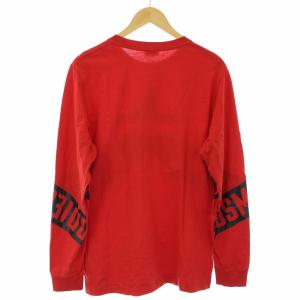 DIESEL Tシャツ カットソー ロンT 長袖 プリント ロゴ M 赤 レッド 黒 ブラック