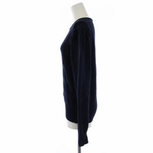 MAX&CO. 近年モデル ニット カットソー 長袖 クルーネック アーガイル柄 切替 L 紺 ネイビー 736189800003