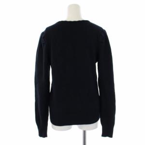 MAX&CO. 近年モデル ニット カットソー 長袖 クルーネック アーガイル柄 切替 L 紺 ネイビー 736189800003