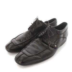 LOUIS VUITTON ドレスシューズ レザー ロゴスタッズ スクエアトゥ レースアップ 靴 シューズ 26-26.5cm 黒 ブラック