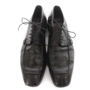 LOUIS VUITTON ドレスシューズ レザー ロゴスタッズ スクエアトゥ レースアップ 靴 シューズ 26-26.5cm 黒 ブラック