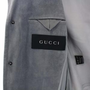 GUCCI スエード シングル テーラードジャケット 3B センターベント 46 S グレー 133591