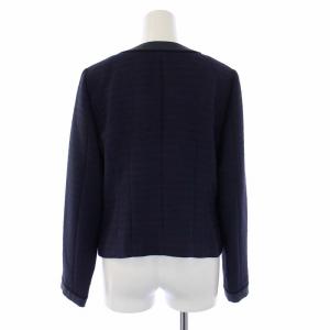 Leilian ORIGINAL スーツ セットアップ 上下 ツイードノーカラージャケット フレアスカート ひざ丈 9 M 紺 ネイビー