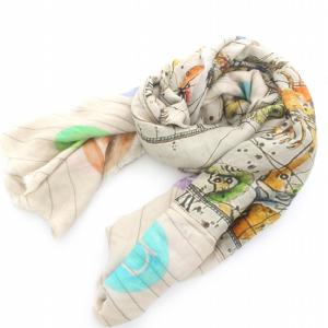 ストール マフラー 大判 星座 ホロスコープ 総柄 ベージュ