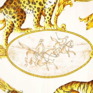 Salvatore Ferragamo スカーフ 総柄 ヒョウ柄 レオパード シルク 黄色 イエロー