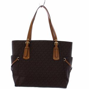 MICHAEL KORS VOYAGER SMALL LOGO TOTE トートバッグ ハンドバッグ スモールロゴ PVC 茶 ブラウン 30T8GV6T4B