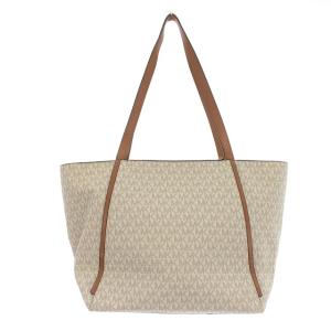 MICHAEL KORS トートバッグ レザー ロゴ 茶 ブラウン 白