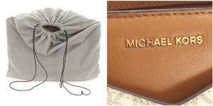 MICHAEL KORS トートバッグ レザー ロゴ 茶 ブラウン 白