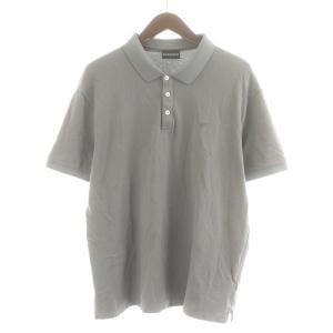 ポロシャツ 半袖 ハーフボタン ロゴプリント 鹿の子 大きいサイズ XXL グレー