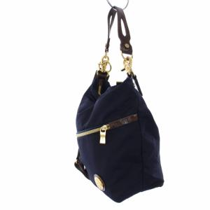 Orobianco ショルダーバッグ ハンドバッグ 2WAY ナイロン レザー 紺 ネイビー