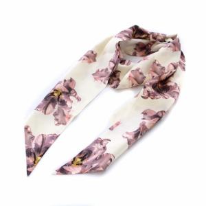 スカーフ 花柄 シルク 絹 アイボリー ピンク