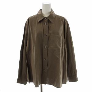 20AW シャツ ブラウス 長袖 シェルボタン コットン 3 L カーキ 0253610