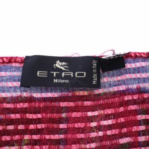 ETRO ストール マフラー 総柄 ウール シルク イタリア製 赤 レッド ピンク
