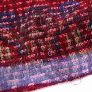 ETRO ストール マフラー 総柄 ウール シルク イタリア製 赤 レッド ピンク