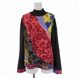 FASHION カットソー 長袖 ハイネック 花柄 切替 42 M マルチカラー