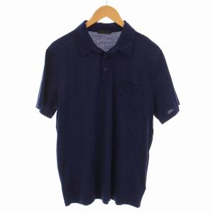 ポロシャツ 半袖 ロゴ刺繍 XL 紺 ネイビー