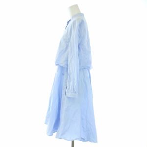 EMPORIO ARMANI POPLIN Dress シャツワンピース バンドカラー ひざ丈 長袖 36 XXS 水色 ライトブルー