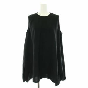 20SS スリットデザインブラウス シャツ ノースリーブ 38 M 黒 ブラック