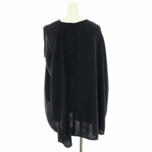ENFOLD 18SS リネンライクサークルドレープPO ブラウス シャツ ノースリーブ 変形 アシンメトリー 38 M 紺 ネイビー