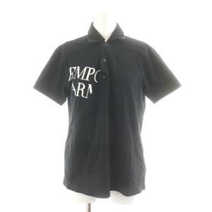 ポロシャツ 半袖 ハーフボタン ロゴプリント 鹿の子 M 黒 ブラック 白 ホワイト